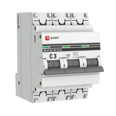 Выключатель автоматический EKF mcb4763-3-03C-pro, 3P, 3А, C, 4.5кА