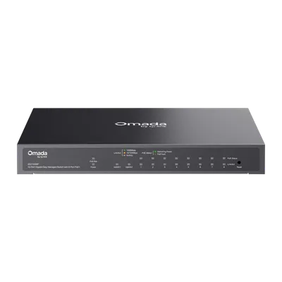 Коммутатор TP-Link Omada ES210GMP, 8×1 Гбит/с PoE+ 123 Вт, 1×1 Гбит/с Uplink, 1×1 Гбит/с SFP Combo