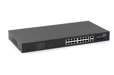4076 SKAT PoE-16E-2G-2S v.2 коммутатор PoE Plus, мощность 300Вт, порты: 16-Ethernet PoE, 2-Uplink, 2-SFP