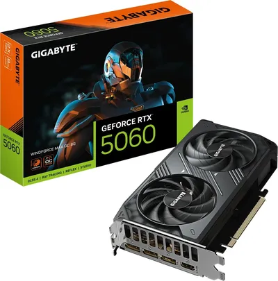 Видеокарта Gigabyte GeForce RTX 5060 WINDFORCE MAX OC V2 8G, 8 ГБ GDDR7, 128 бит