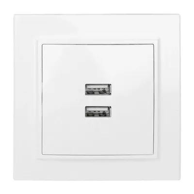 Розетка EKF ERR-2USB-100, 2×USB, 2,1А, белая
