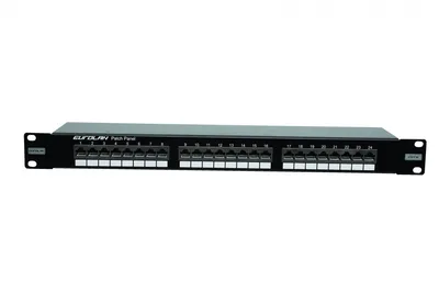 Патч-панель Eurolan 27B-F6-24BL, 19" 1U, 24×RJ45 кат.6, экранированная, чёрная