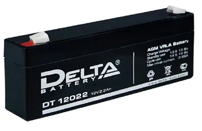 Аккумулятор DELTA DT 12022, свинцово-кислотный, 12 В, 2.2 А·ч, клеммы F1