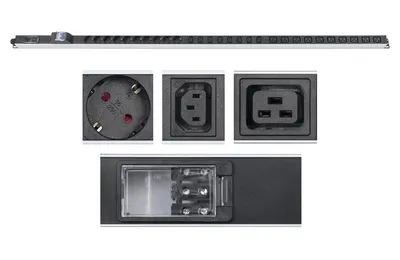 Блок PDU Cabeus PDU-32-16S-8C19-B-T, 32А, 16×Schuko+8×C19, вертикальный