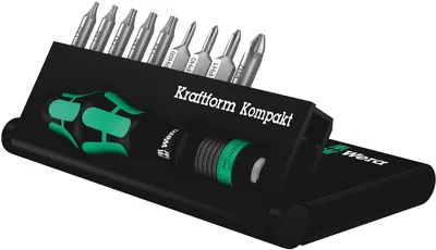 Набор бит WERA Kraftform Kompakt 12 WE-135942, 9 насадок, 126мм
