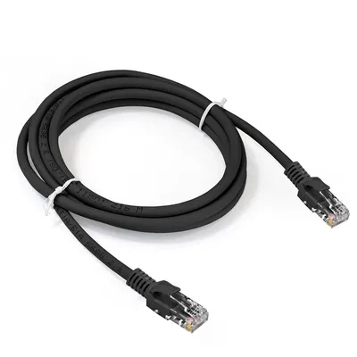 Exegate EX300496RUS Патч-корд медный ExeGate UTP-RJ45-RJ45-5e-CU-2M-BK, UTP, cat.5e, 2м, черный
