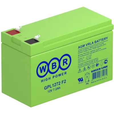 Аккумулятор WBR GPL1272 F2, 12 В / 7,2 Ач, AGM, клеммы F1/F2