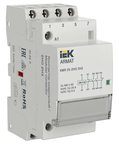 Контактор модульный IEK ARMAT KMR AR-KMR10-025-22-230, 25 А, 230 В AC, 2НО+2НЗ