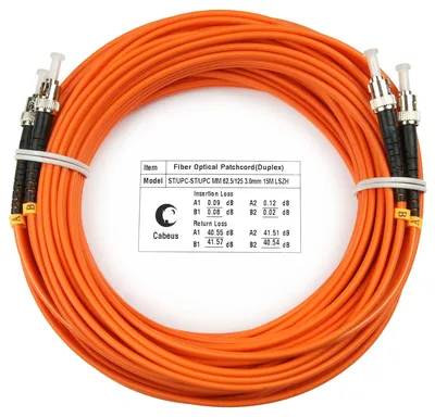 Патч-корд оптический Cabeus FOP-62-ST-ST-25m, duplex ST-ST, 62,5/125, 25 м, LSZH