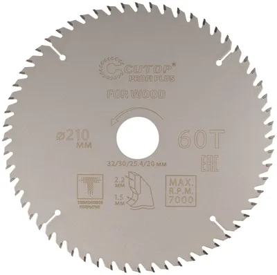 Диск пильный FIT 75-21060Т, по дереву, 60Т, 210×32 мм