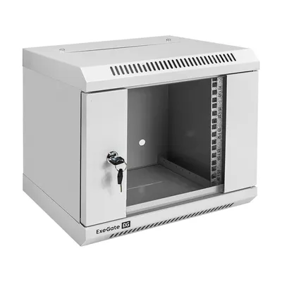 Шкаф телекоммуникационный EXEGATE EX298623RUS, 10" 6U, настенный, стекло