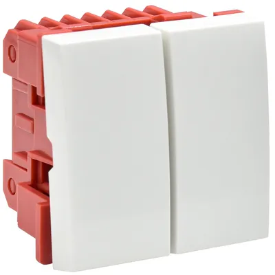 Выключатель iEK CKK-40D-VD2-K01 (ВК1-22-00-П), двухклавишный, 2 модуля, 10 А, белый