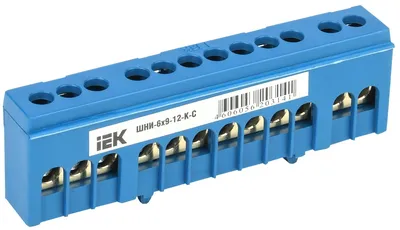 Шина нулевая IEK YNN10-69-12KD-K07 (ШНИ-6х9-12-К-С), N, 12 контактов, 380 В, на DIN-рейку