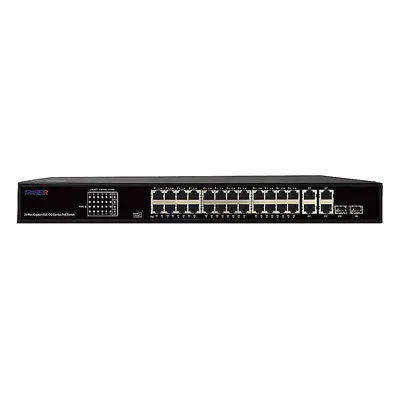 Коммутатор TRASSIR TR-NS14282С-370-24POE, 24×1GbE PoE+, 2 Combo, 2 Uplink, 370 Вт
