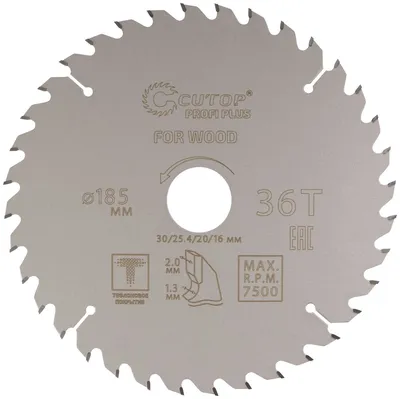 Диск пильный FIT 75-18536Т, 185×30/25,4/20/16мм, 36 зубьев
