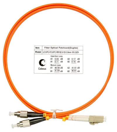 Патч-корд оптический Cabeus FOP-62-LC-FC-1m, OM1, LC/FC, 1м