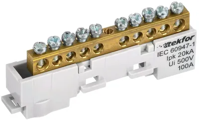 Шина фазовая IEK TEKFOR TF-NN10-10-DL-K03, неизолированная, 6×9 мм², 10 контактов