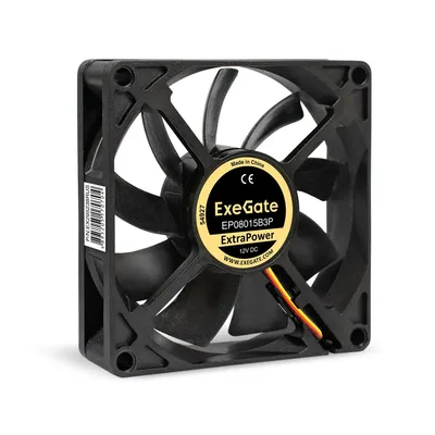 Exegate EX295238RUS Вентилятор 12В DC ExeGate ExtraPower EP08015B3P (80x80x15 мм, 2-Ball (двойной шарикоподшипник), 3pin, 2600RPM, 26dBA)