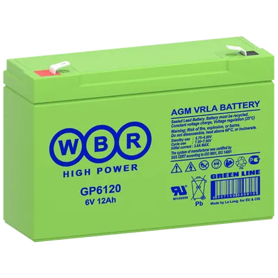 Аккумулятор WBR GP6120, 6 В / 12 А·ч, AGM, F1/F2, 151×50×99 мм