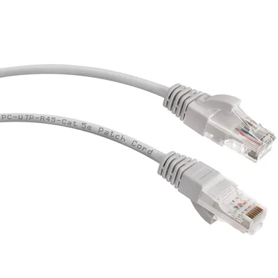 Патч-корд Cabeus PC-UTP-RJ45-Cat.5e-3m, U/UTP, кат.5е, 2×RJ45, 3 м, серый