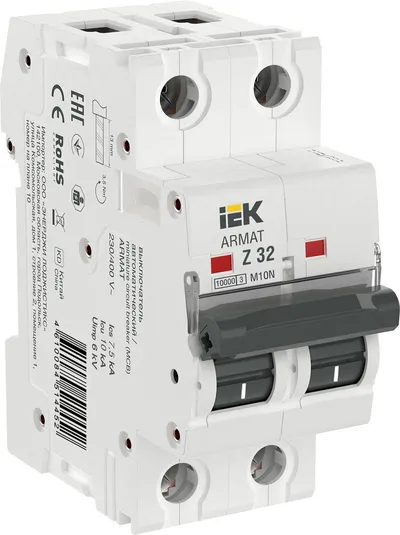 Автоматический выключатель IEK AR-M10N-2-Z032, 2P, Z, 32 А, 380 В, 7,5 кА