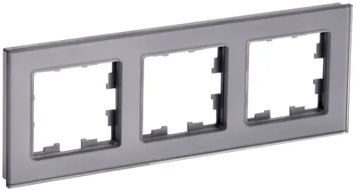 Рамка IEK BRITE BR-M32-G-K03, 3-местная, стекло, серая, IP20