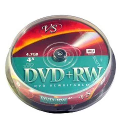 Диски VS DVD+RW, 4.7 ГБ, 4x, Cake Box, 10 шт.