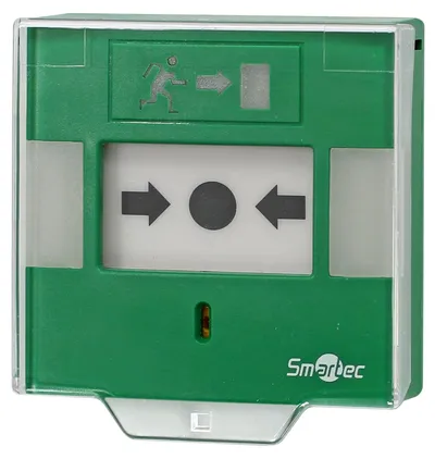 Кнопка выхода Smartec ST-ER106TLS-GN, восстанавливаемая, с крышкой, НР/НЗ