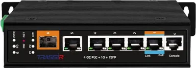 Коммутатор TRASSIR TR-NS25061S-180-4POE (D), управляемый L2+, 4×PoE, 1×SFP