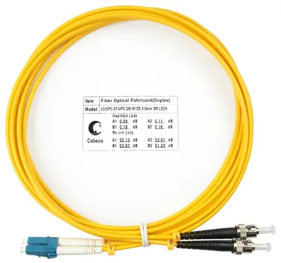 Патч-корд оптический Cabeus FOP(d)-9-LC-ST-3m, duplex LC-ST, OS2, 3 м, LSZH