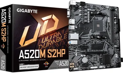 Материнская плата Gigabyte A520M S2HP, AM4, AMD A520, 2×DDR4, microATX