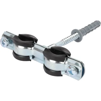 Двойной кронштейн трубы STOUT SAC-0020-200038, 3/8", 15–19 мм, сталь/резина