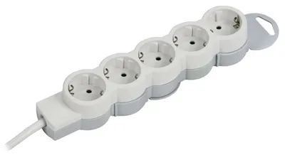 Удлинитель IEK STANDARD У05, 5 розеток 2P+PE, 16 А, 1,5 м, 3×1,5 мм², белый