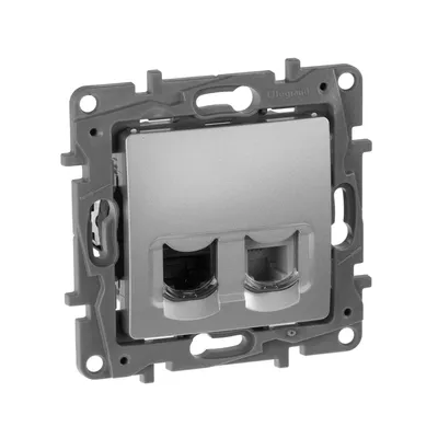 Розетка IEK ETIKA 672452, RJ11+RJ45 кат.5E UTP, скрытая, IP21, алюминий