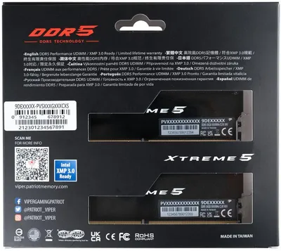 Оперативная память Patriot Viper Xtreme 5 PVX532G76C36K, DDR5, 2×16 ГБ, 7600 МГц, CL36