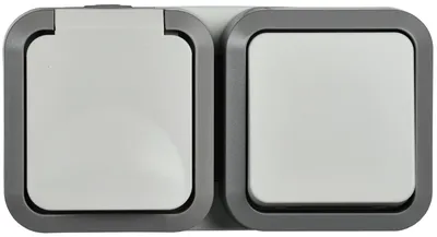 Блок розетка+выключатель IEK TS-G10-6-55-V-K41, IP55, серо-белый