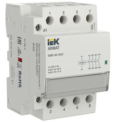 Контактор IEK AR-KMR20-040-40-024, модульный, 40А, 4НО, 24В AC/DC