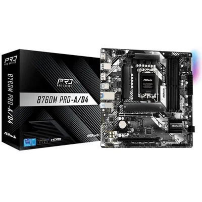 Материнская плата ASROCK B760M PRO-A/D4, LGA1700, B760, 4×DDR4, mATX