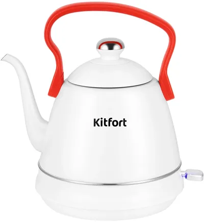 Чайник электрический Kitfort КТ-6793, 1л, 1500Вт, белый/красный, металл
