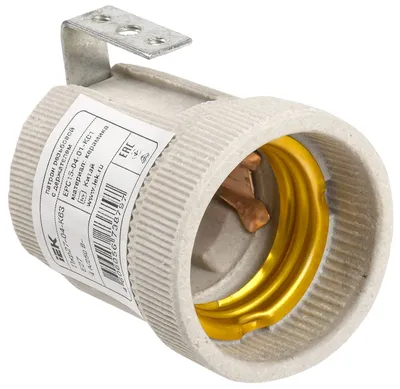 Патрон IEK EPC15-04-01-K01 с держателем, E27, керамика, 250 В