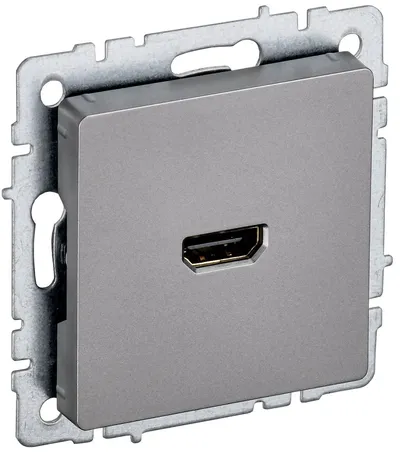 Розетка HDMI IEK BRITE РHDMI-0-БрС, 1 пост, скрытый монтаж, IP20, сталь