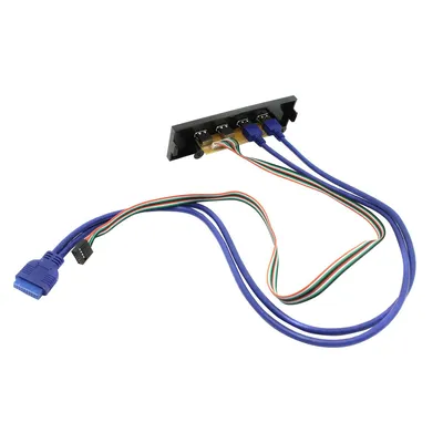 Планка USB ExeGate U5H-614, 5.25", 2×USB 2.0 + 2×USB 3.0, чёрная