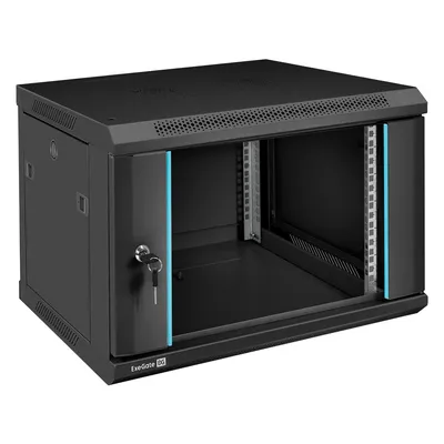 Шкаф телекоммуникационный ExeGate EC-WM-6U.450.G.BLACK, 19", 6U, 600x450x370 мм, IP23
