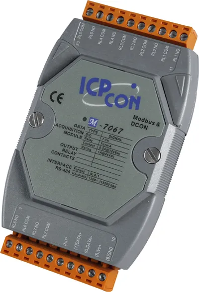 Модуль ввода/вывода ICP DAS M-7067-G CR, 7 релейных каналов, RS-485, Modbus RTU