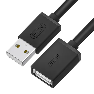 Удлинитель GCR GCR-57651, USB 2.0 AM/AF, 3м, черный