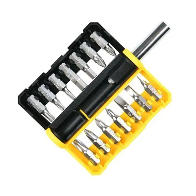 Набор бит DELI DL251201, 14 шт с держателем, сталь S2, SL/PH/PZ/T/H