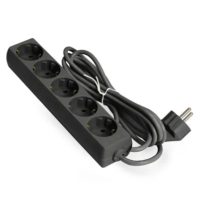 Удлинитель ExeGate ECE-5-5B (EX285825RUS), 5 розеток Schuko, кабель 5 м, 2200 Вт, чёрный