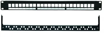 Патч-панель Eurolan 27B-00-24BL, 19" 1U, 24×keystone, неэкранированная, чёрная