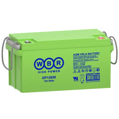 Аккумулятор WBR GP12650, 12 В / 65 Ач, AGM, клемма M6, 350×167×179 мм