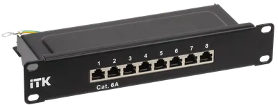 Патч-панель ITK PP08-1UC6AS-D05-10, кат.6A STP, 8 портов, 10"